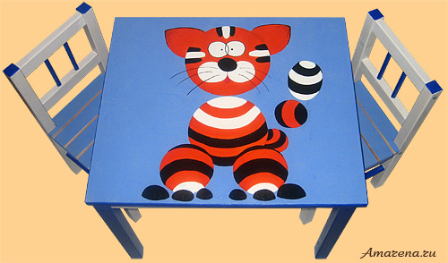 роспись на детском столике и стульчике